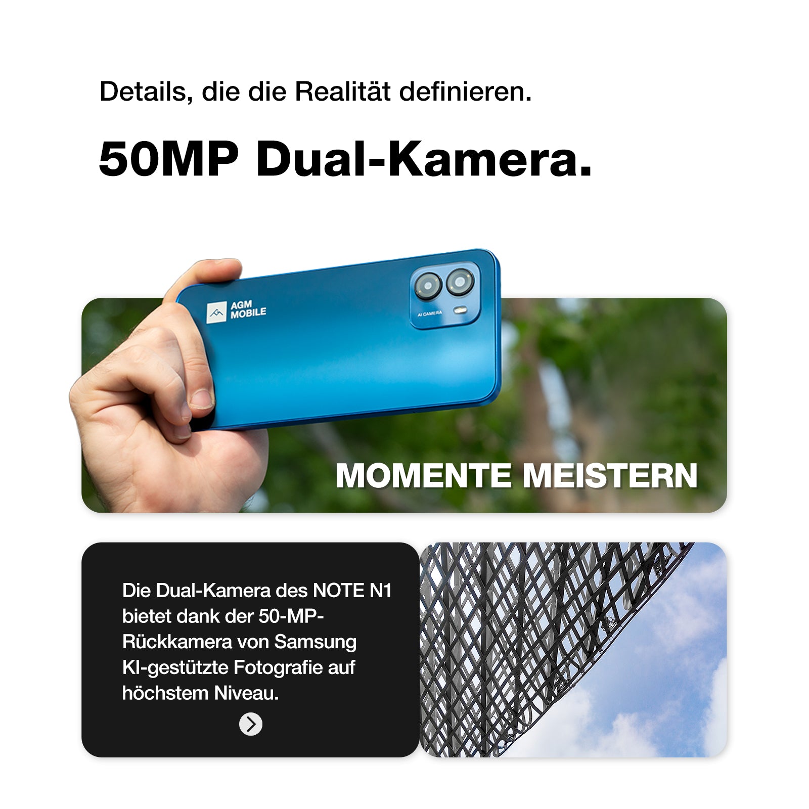 AGM NOTE N1 | 50MP AI Dual Kamera | 90Hz Display | Android 13 | Großer Akku | 8GB RAM +128GB ROM