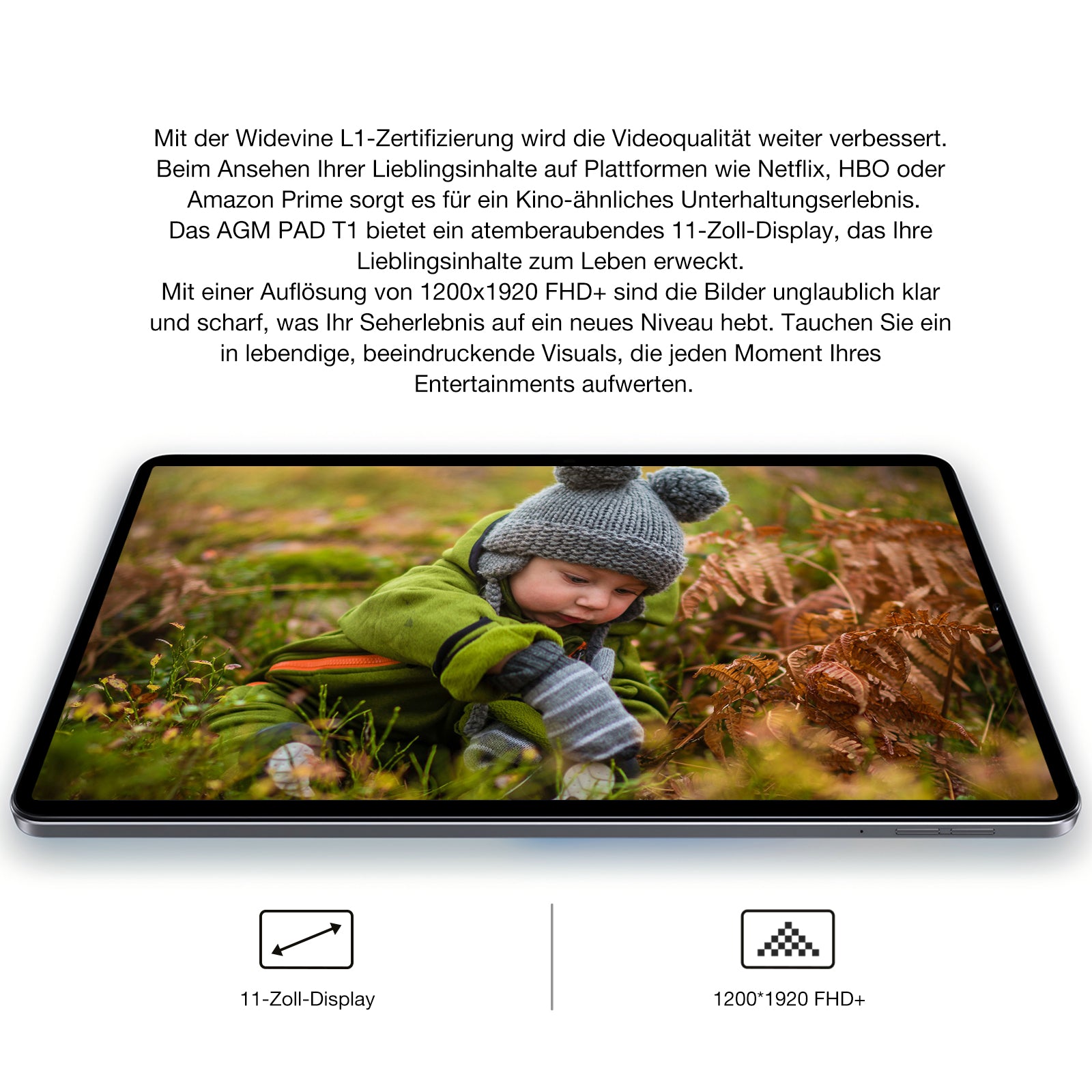 AGM PAD T1|Federleicht|11" FHD+|T606 Octa-Core-Prozessor|4G Dual SIM|Android 14|7000 mAh Akku