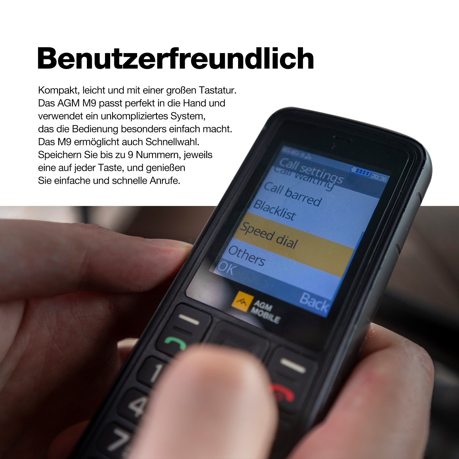 AGM M9 | Robust | 4G | Ergonomisch | Benutzerfreundlich | Schnellwahl | Dual SIM