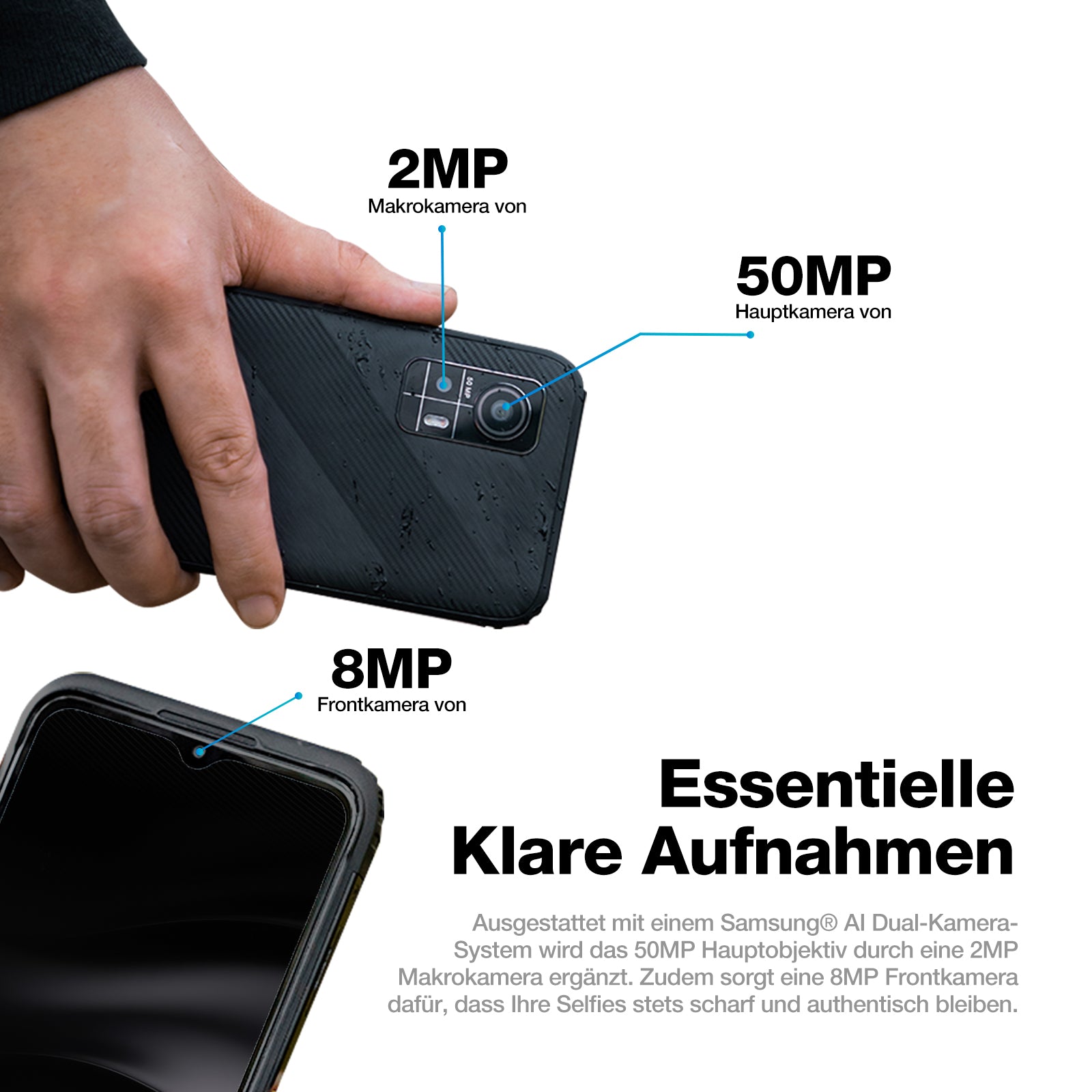 AGM H6 | Ultradünn | Robust | 6,56-Zoll-Display mit 90 Hz | 8 GB RAM + 8 GB Virtueller Erweiterter RAM + 256 GB ROM | Android 13