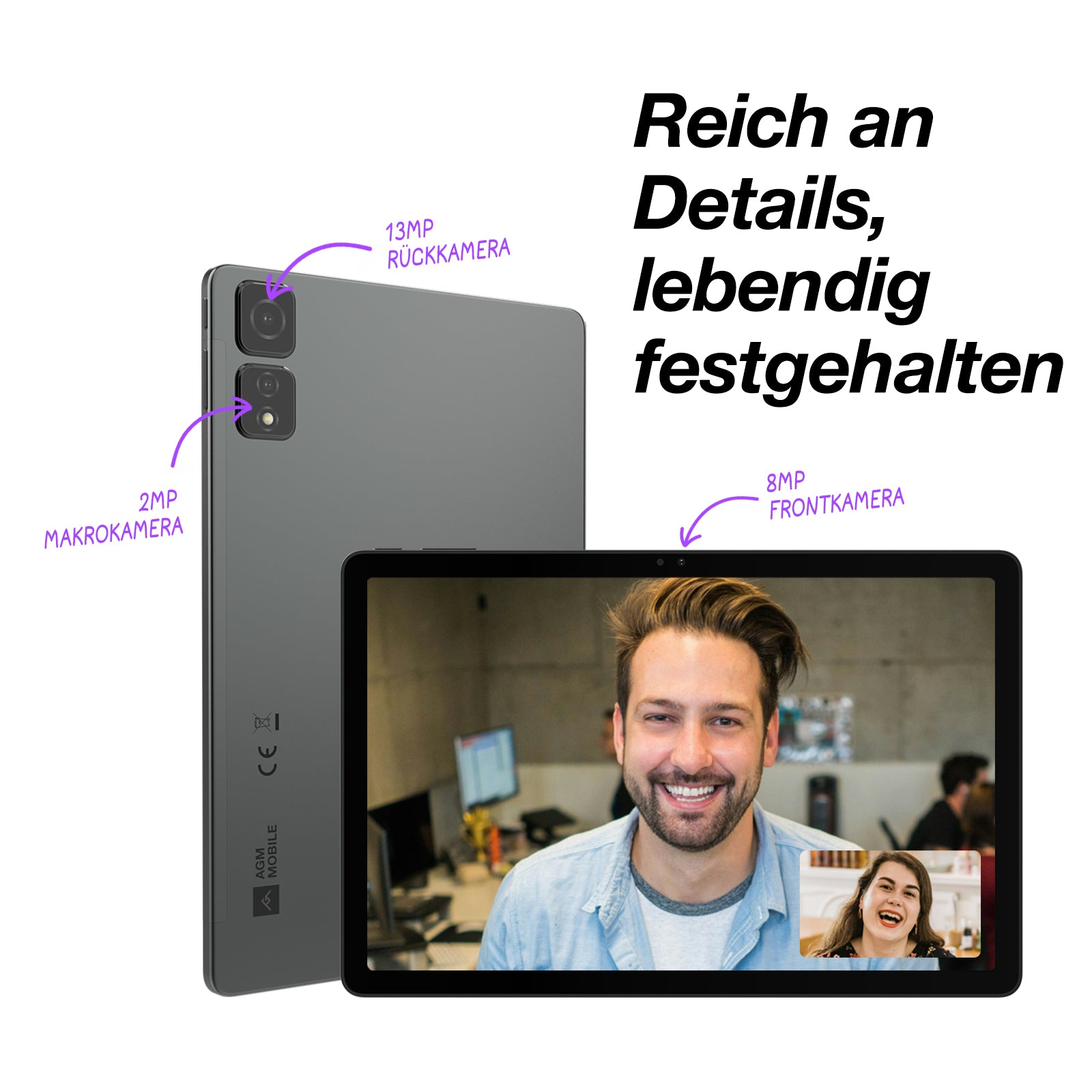 AGM PAD T2 | 500 Nits Helligkeit|11" FHD+|256GB|MTK G91 Prozessor|Android 14|8000mAh Batterie
