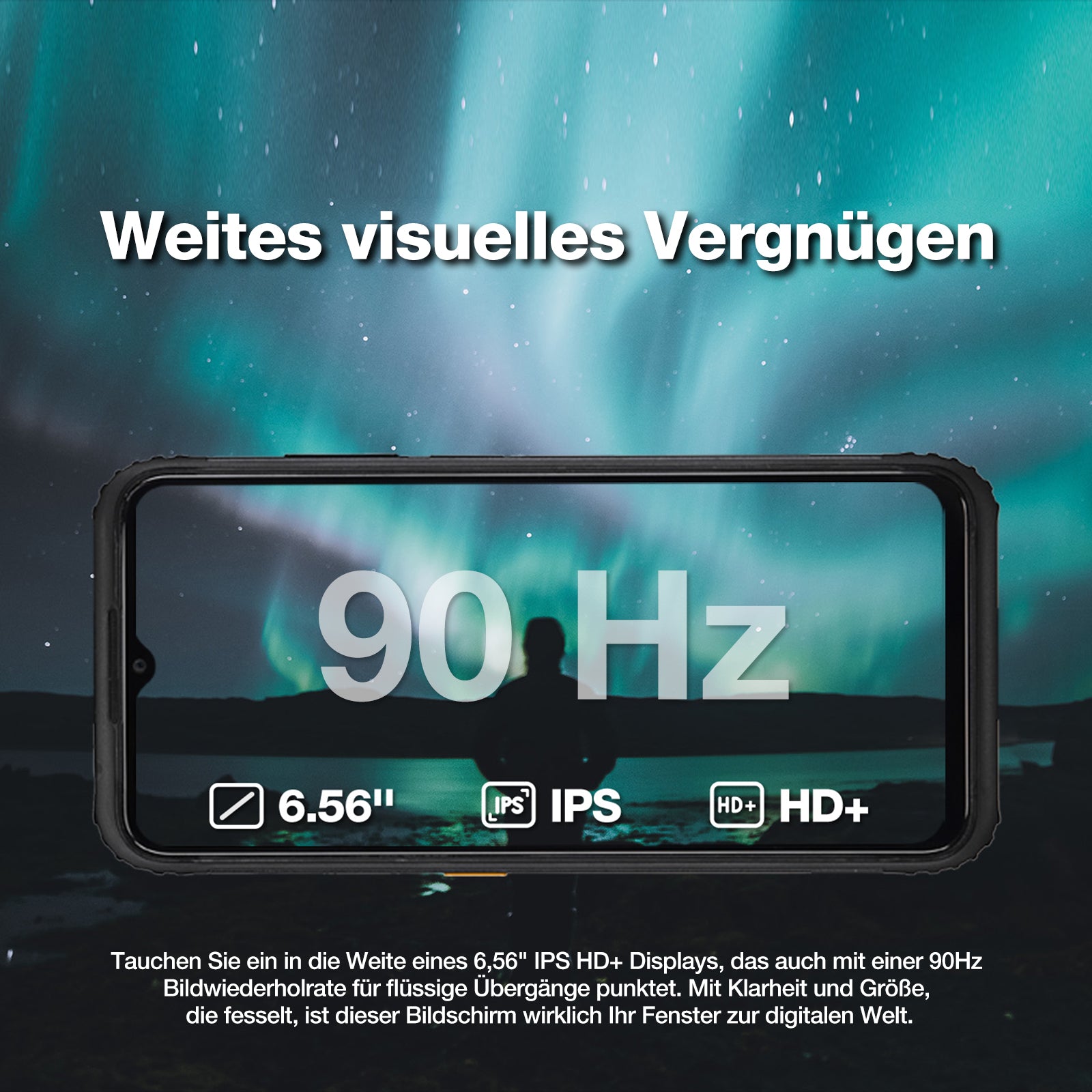 AGM H6 | Ultradünn | Robust | 6,56-Zoll-Display mit 90 Hz | 8 GB RAM + 8 GB Virtueller Erweiterter RAM + 256 GB ROM | Android 13