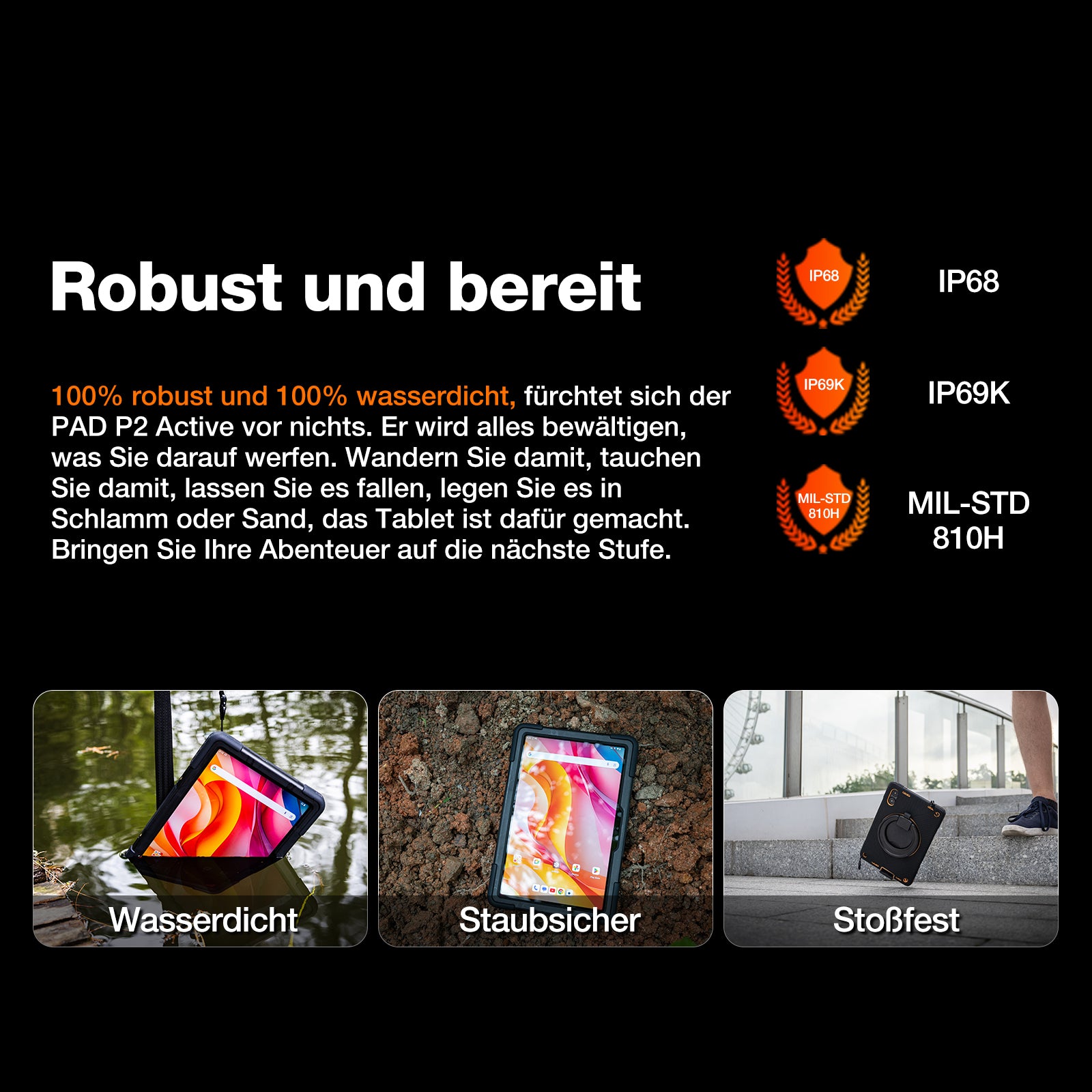 AGM PAD P2 Active | 4G LTE | Robust | Abnehmbare Hülle | Widevine L1 | Helio G99 | Android 14