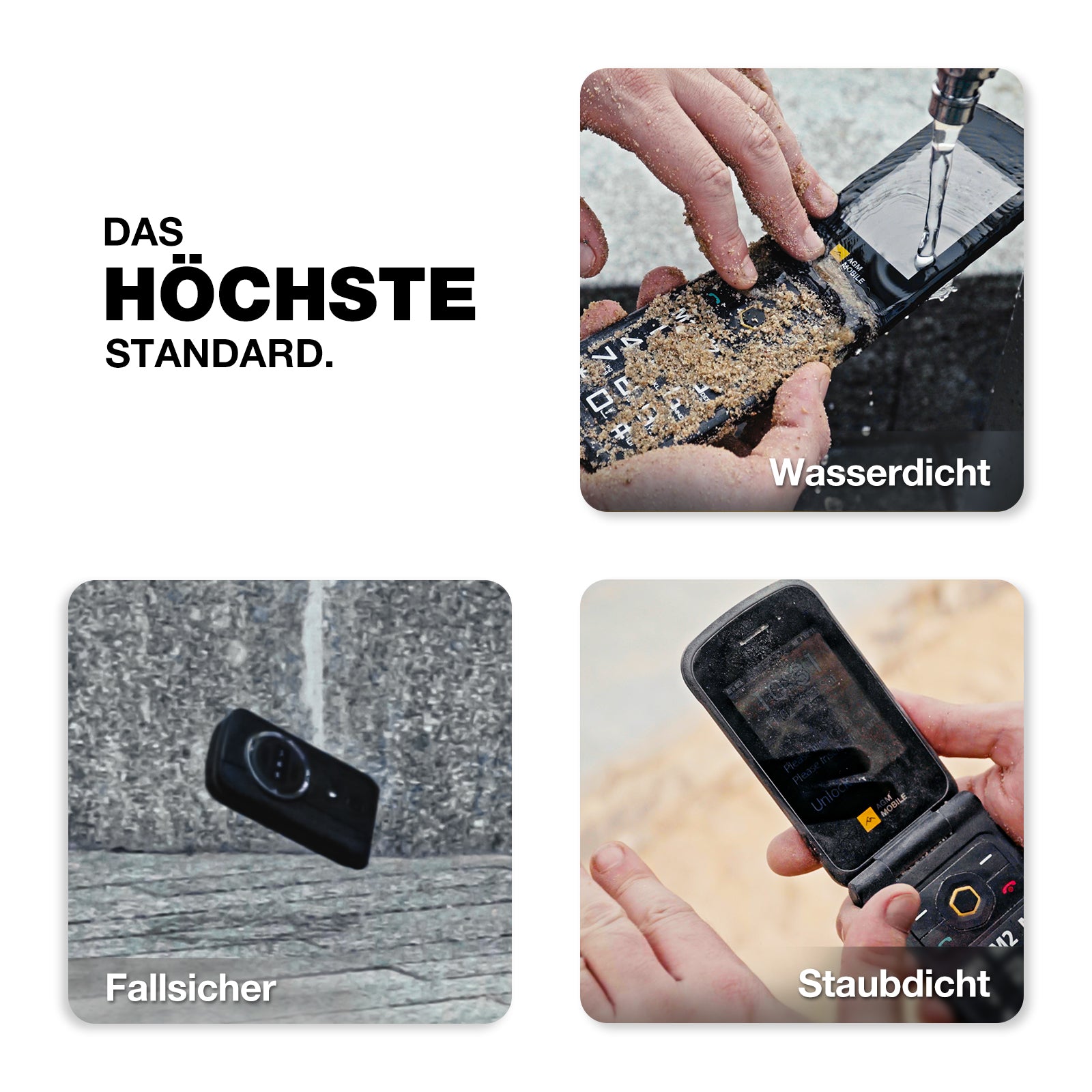 AGM M8 FLIP | 4G Robustes Klapphandy | SOS Notruftaste | Ein Klick Anruf | Leistungsstarker Lautsprecher | Großer Akku