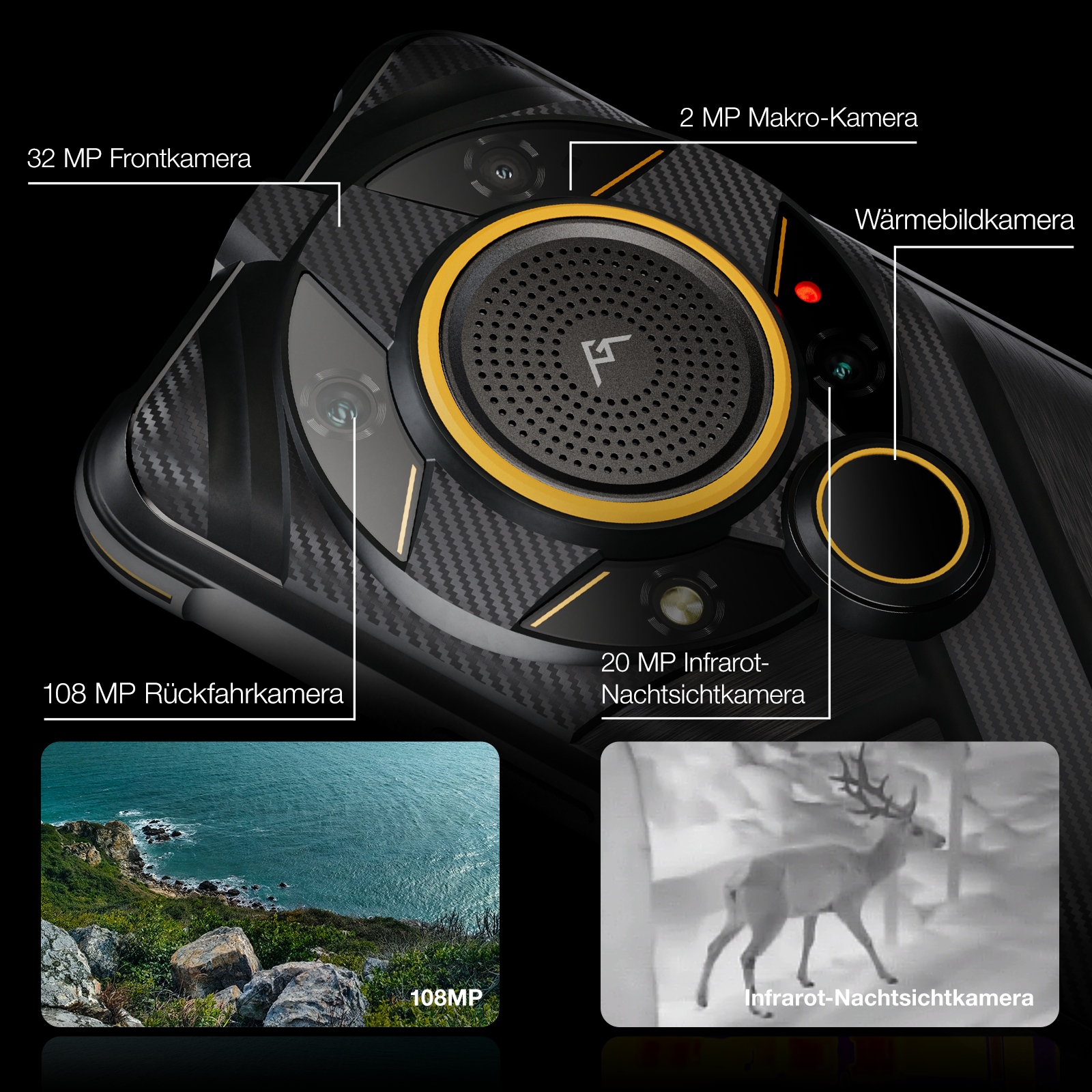 AGM G2 Pro | 5G Outdoor Smartphone ohne Vertrag | Top-Wärmebildkamera | Leistungsstarker Chipsatz | 108MP Hauptkamera | Android 12