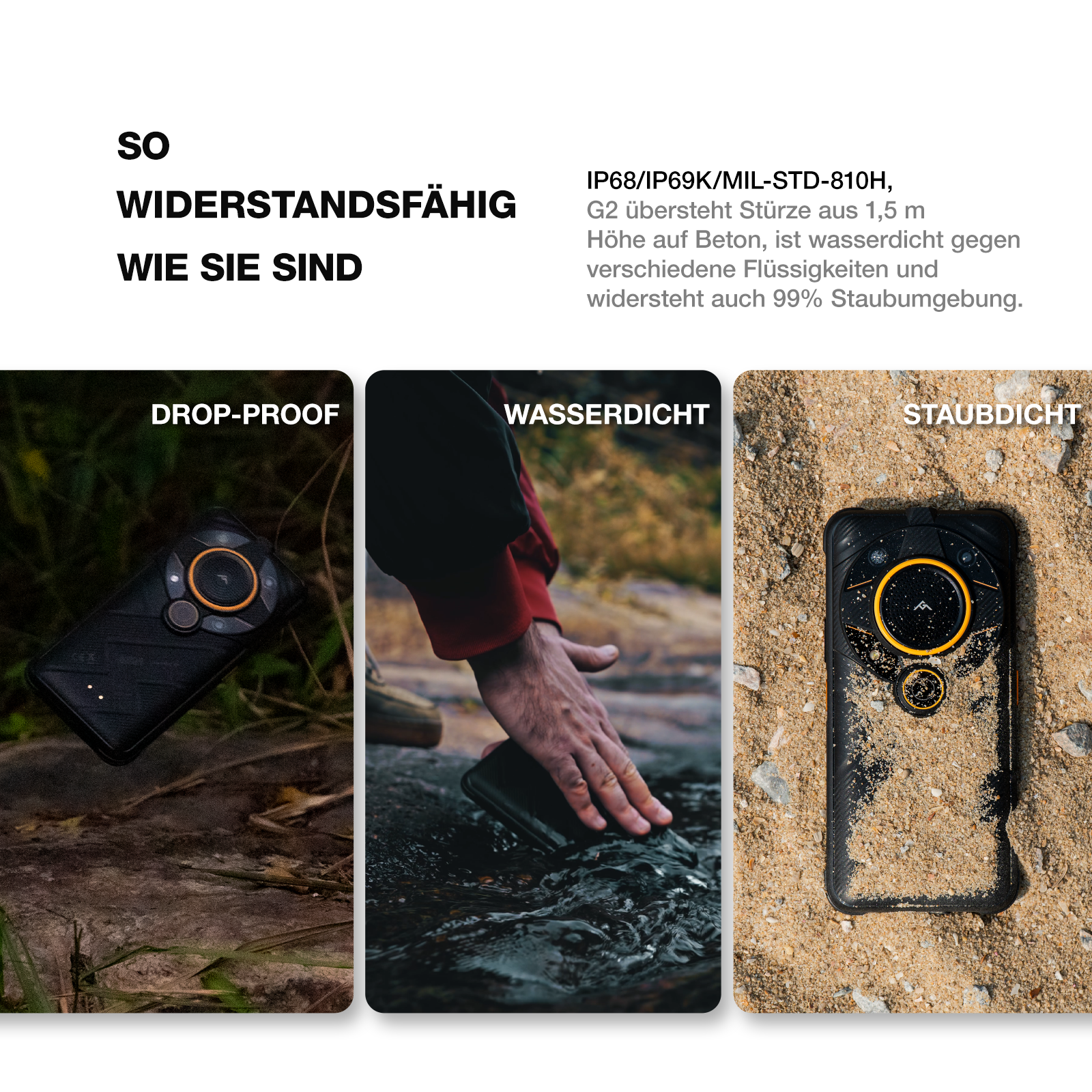 AGM G2 | 5G Outdoor Smartphone ohne Vertrag | Leistungsstarker Chipsatz | 6,58' FHD+ 120Hz Display | 7000-mAh-Akku | Android 12