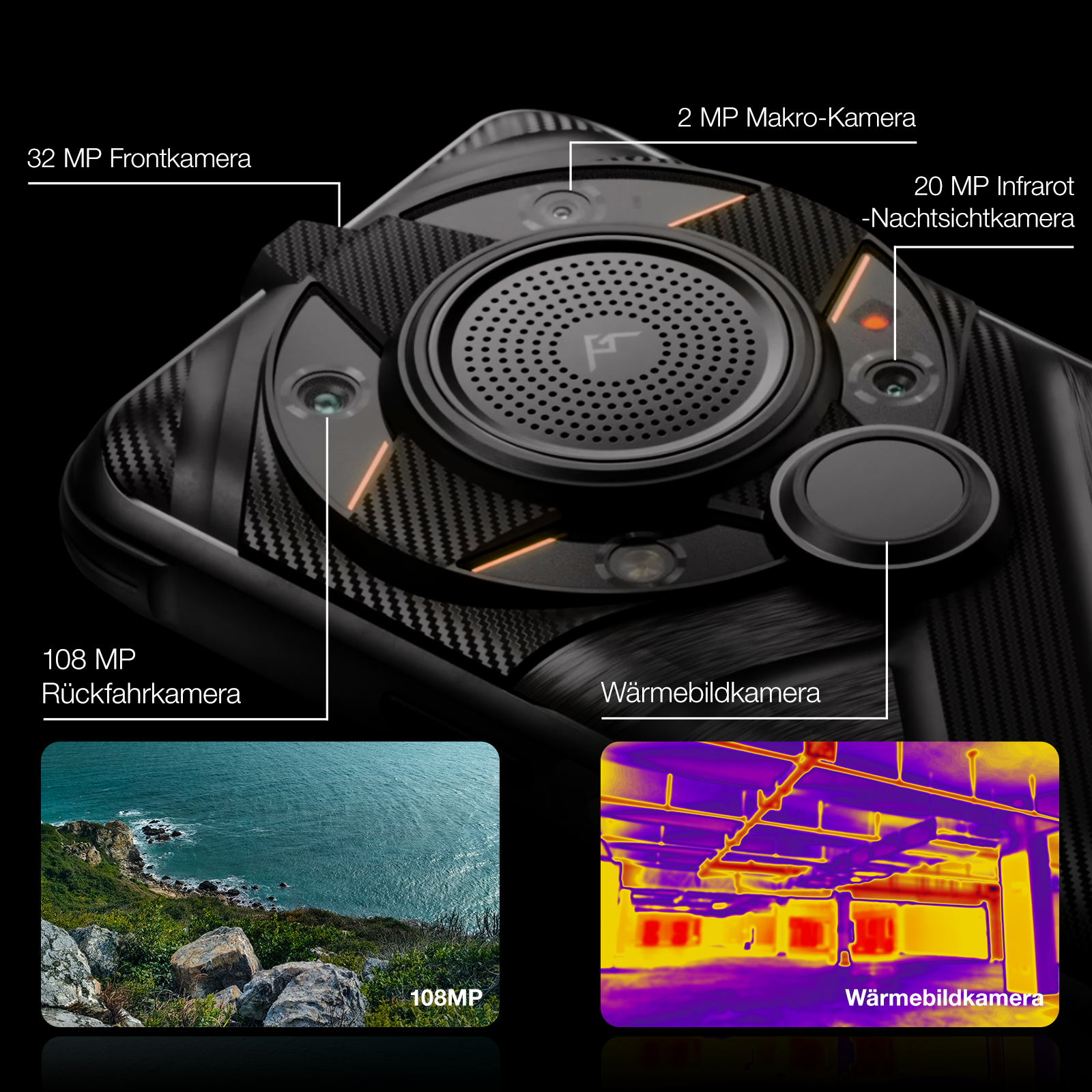 AGM G2 Guardian | 5G Outdoor Smartphone ohne Vertrag | Wärmebild-Monokular Lange Erfassungsreichweite: 500m | Android 12