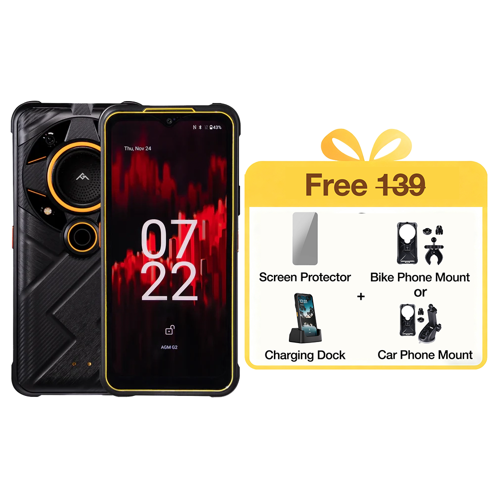 AGM G2 | 5G Outdoor Smartphone ohne Vertrag | Leistungsstarker Chipsatz | 6,58' FHD+ 120Hz Display | 7000-mAh-Akku | Android 12