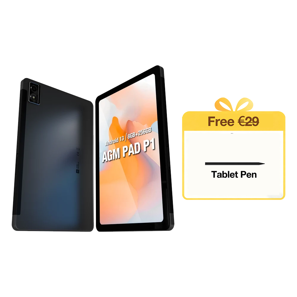 AGM PAD P1 | 4G LTE Robustes Tablet | Leistungsstarker Chipsatz | Wasserdicht | Leichtgewicht | Großer Bildschirm 1200*2000 FHD | Großer Akku | Android 13