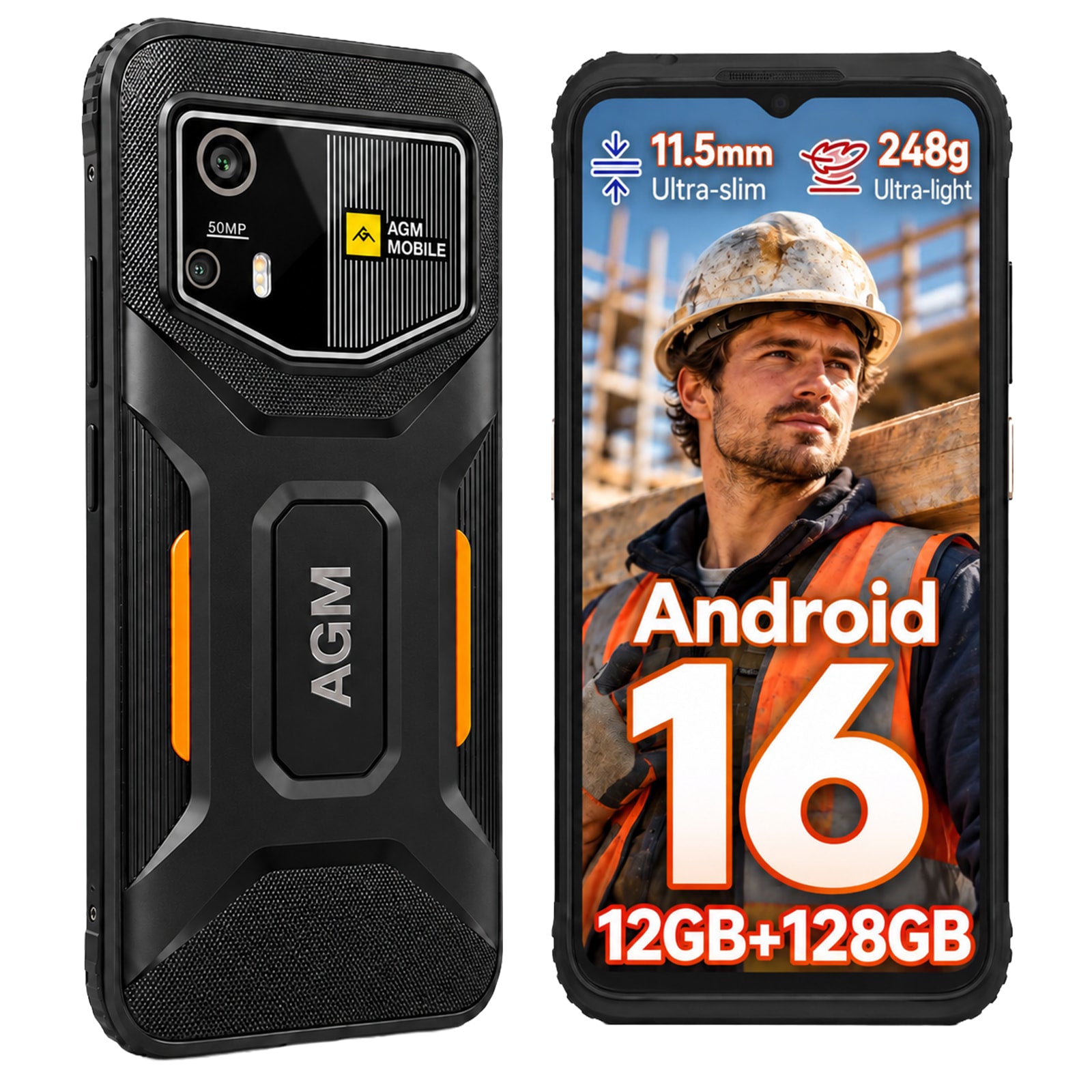 Vorbestellung | AGM H6 Pro | Schlankes Outdoor-Smartphone | 6,56-Zoll-HD+-Display | 50-MP-Kamera | 5.000-mAh-Akku | IP68/IP69K | Android 16 | NFC
