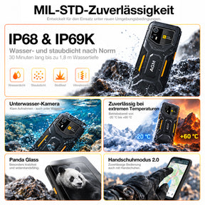 Vorbestellung | AGM H6 Pro | Schlankes Outdoor-Smartphone | 6,56-Zoll-HD+-Display | 50-MP-Kamera | 5.000-mAh-Akku | IP68/IP69K | Android 16 | NFC