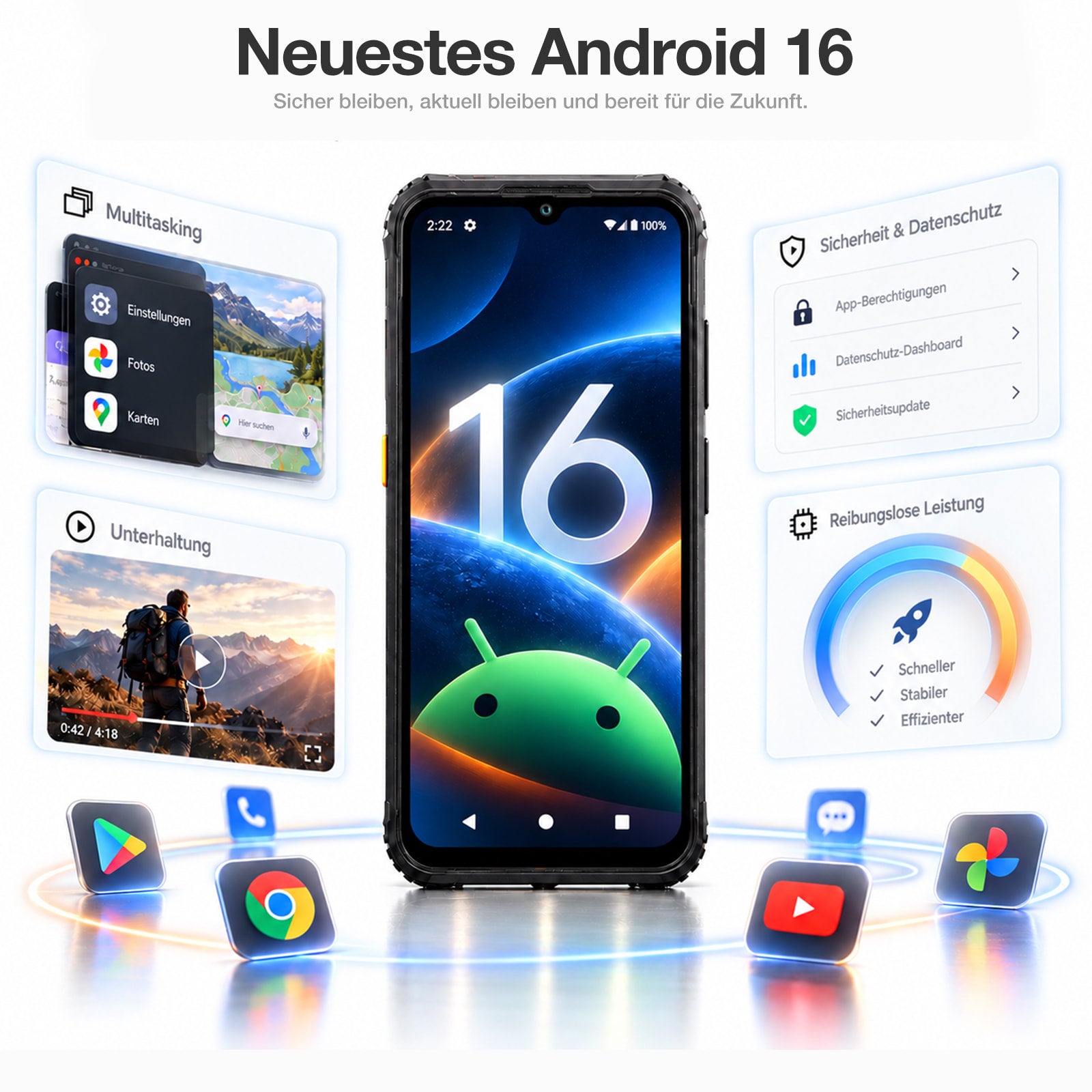 Vorbestellung | AGM H6 Pro | Schlankes Outdoor-Smartphone | 6,56-Zoll-HD+-Display | 50-MP-Kamera | 5.000-mAh-Akku | IP68/IP69K | Android 16 | NFC