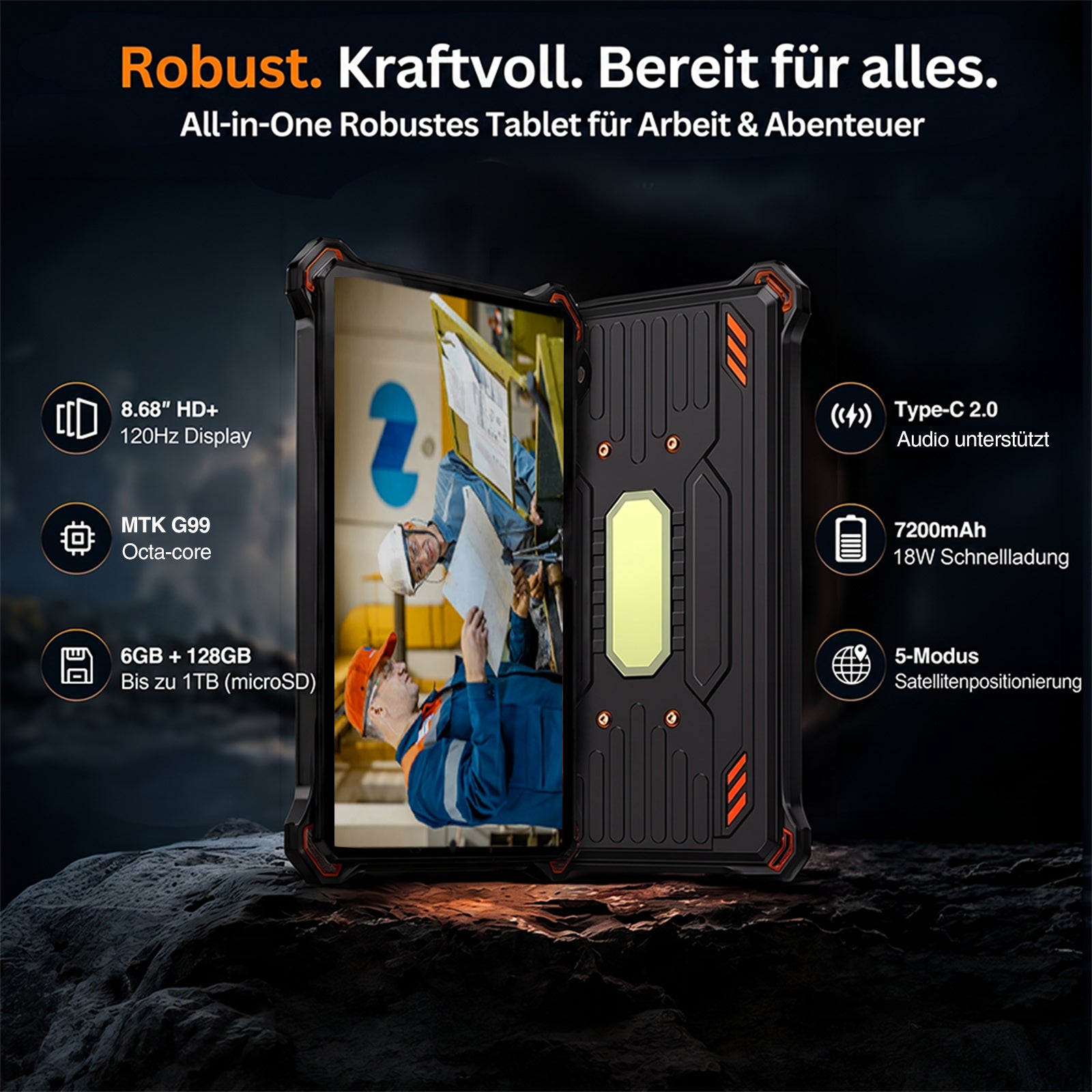 AGM PAD P3 | Kompaktes robustes 8,68″ Tablet | Helio G99 | IP68/IP69K | Wasserdicht | 120-Hz-Display | eSIM | Android 16