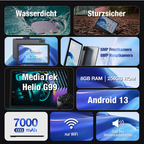 AGM PAD P1 | 4G LTE Robustes Tablet | Leistungsstarker Chipsatz | Wasserdicht | Leichtgewicht | Großer Bildschirm 1200*2000 FHD | Großer Akku | Android 13
