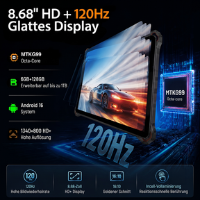 Vorbestellung | AGM PAD P3 | Kompaktes robustes 8,68″ Tablet | Helio G99 | IP68/IP69K | Wasserdicht | 120-Hz-Display | eSIM | Android 16