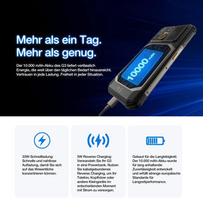 Vorbestellung | AGM G3 | Robustes Smartphone | 12GB+512GB | 10000 mAh Akku | 50MP Frontkamera | 120Hz Display | IP68 IP69K | Drahtloses Laden