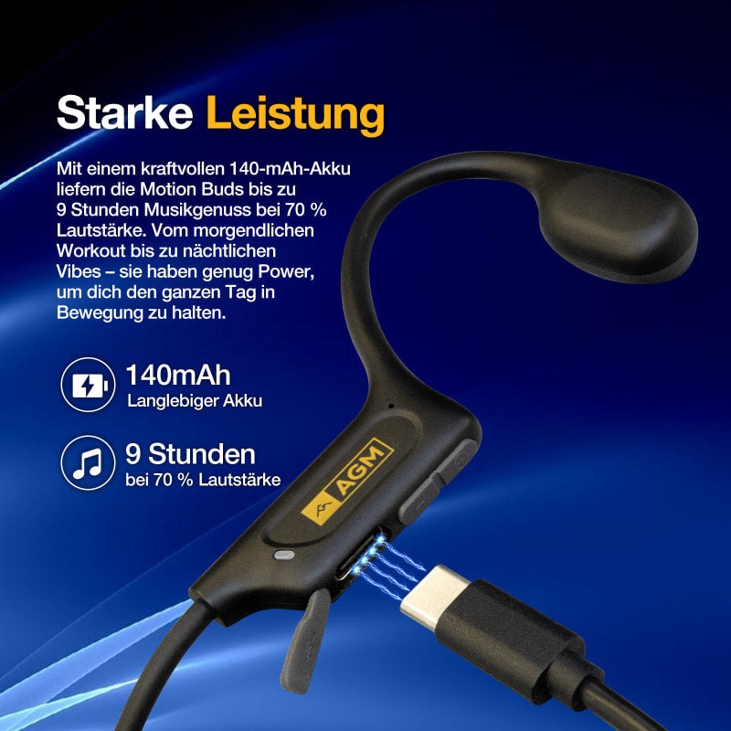 AGM Motion Buds | IP68 wasserdicht | Schwimm-Ohrhörer | Bluetooth-Kopfhörer | Kabellose Knochenleitungskopfhörer