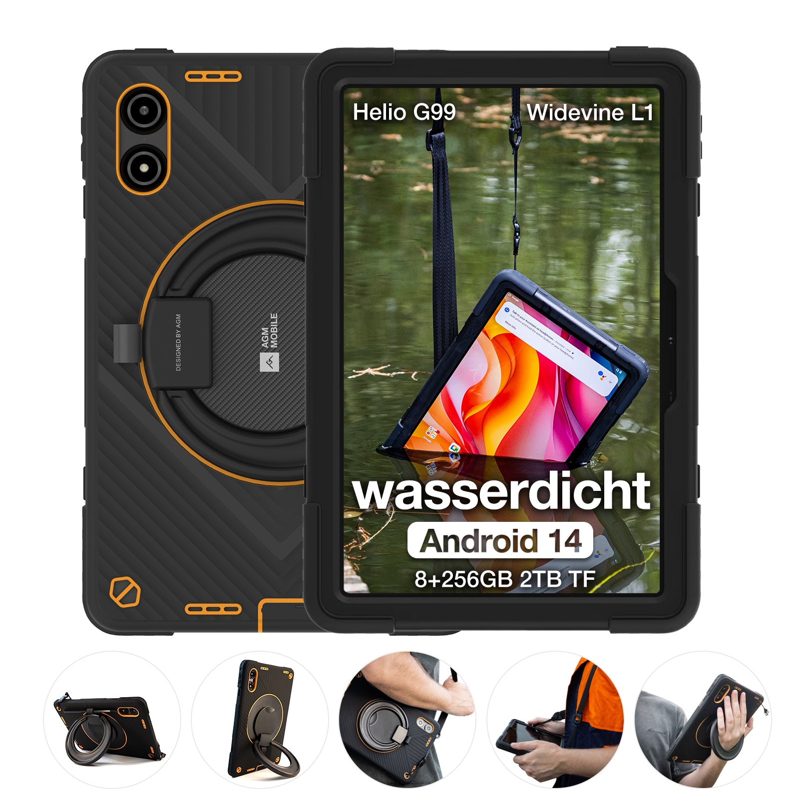 AGM PAD P2 Active | 4G LTE | Robust | Abnehmbare Hülle | Widevine L1 | Helio G99 | Android 14