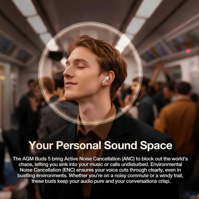 AGM Buds 5 | ANC + ENC | 30 Stunden Wiedergabe | IPX4 | Touch Control