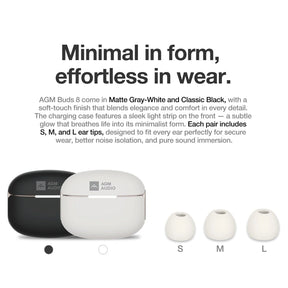 AGM Buds 8 | 13-mm-Vollbereich-Sound | -25 dB ANC | 6 Stunden Musikwiedergabe | IPX4 Spritzwasserschutz