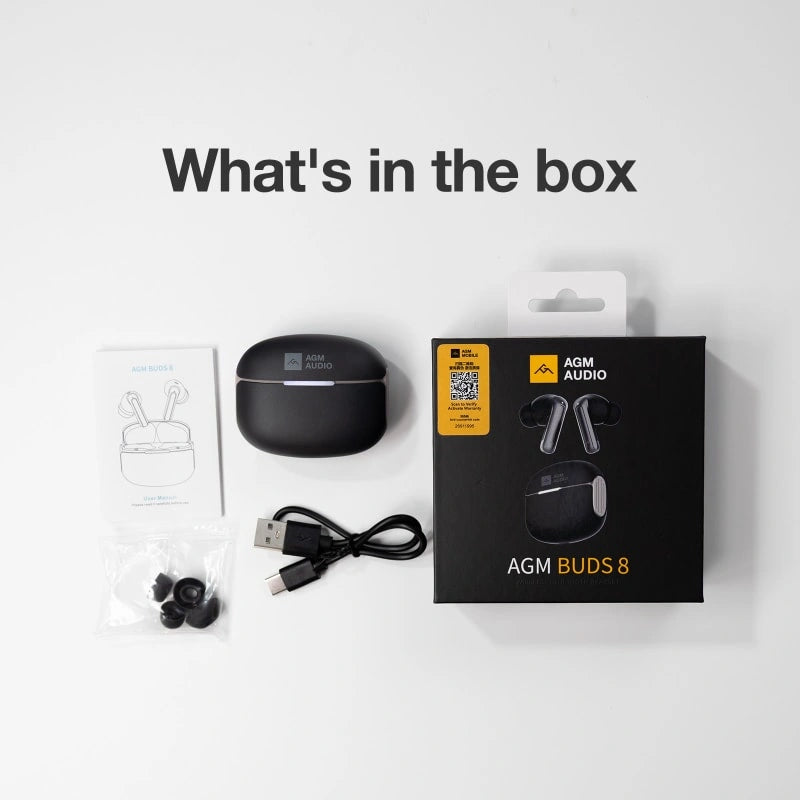 AGM Buds 8 | 13-mm-Vollbereich-Sound | -25 dB ANC | 6 Stunden Musikwiedergabe | IPX4 Spritzwasserschutz