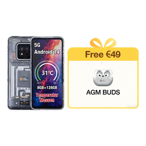 AGM X6 Phantom | Transparentes Aussehen | Stilvoll | Octa-Core 5G Robustes Smartphone | Mehrszenen-Temperaturerkennung | Anpassbare Seitentaste | 50MP Hauptkamera | Android 14