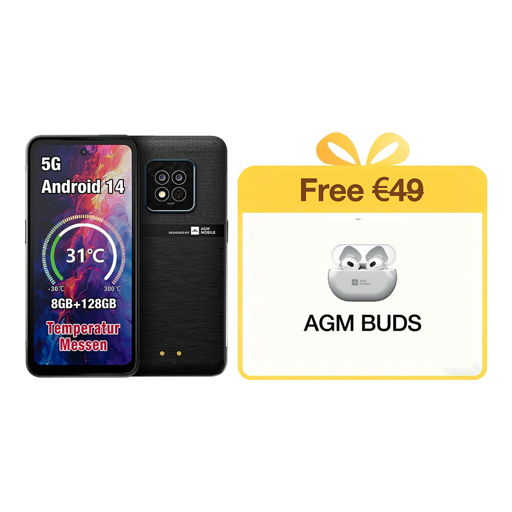 AGM X6 Phantom | Transparentes Aussehen | Stilvoll | Octa-Core 5G Robustes Smartphone | Mehrszenen-Temperaturerkennung | Anpassbare Seitentaste | 50MP Hauptkamera | Android 14