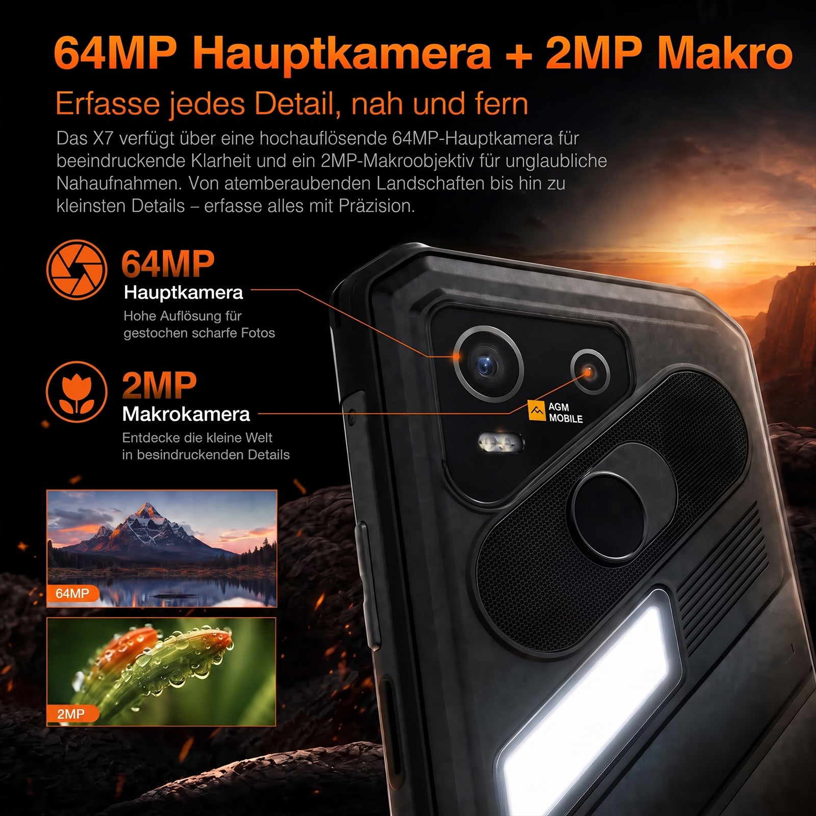 Vorbestellung | AGM X7 | 5G-Robust-Smartphone | 10000-mAh-Akku | 120-Hz-FHD+-Display | IP68/IP69K | Kabelloses Laden | Android 16 | eSIM