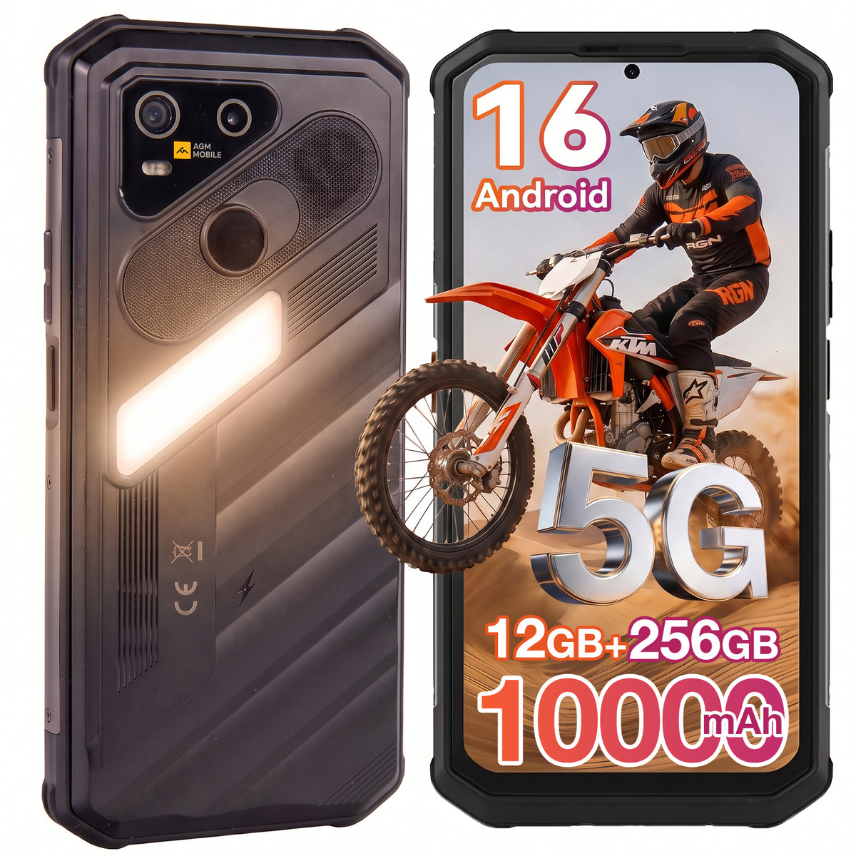 Vorbestellung | AGM X7 | 5G-Robust-Smartphone | 10000-mAh-Akku | 120-Hz-FHD+-Display | IP68/IP69K | Kabelloses Laden | Android 16 | eSIM