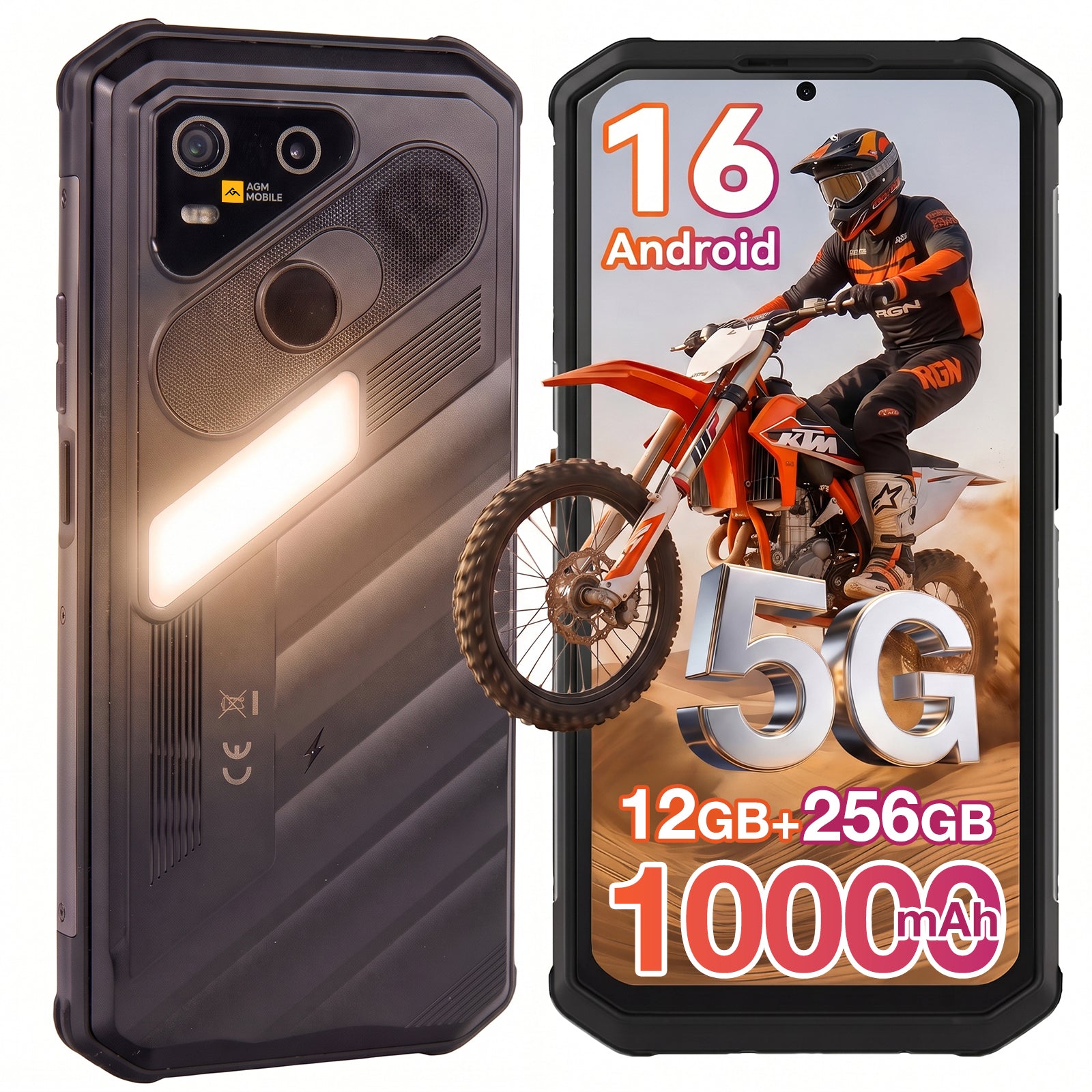 Vorbestellung | AGM X7 | 5G-Robust-Smartphone | 10000-mAh-Akku | 120-Hz-FHD+-Display | IP68/IP69K | Kabelloses Laden | Android 16 | eSIM