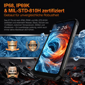 Vorbestellung | AGM X7 Pro | Robustes Smartphone mit Wärmebildkamera | 512 × 384 Pixel Wärmebildauflösung | 6 GB + 256 GB | 10000-mAh-Akku | IP68/IP69K | Kabelloses Laden | Android 16 | eSIM